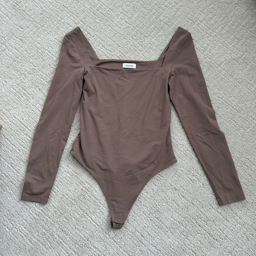 Aritzia Babaton Taupe Squareneck Bodysuit